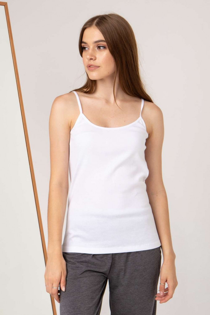Майка жіноча на тонкій бретельці - Білий