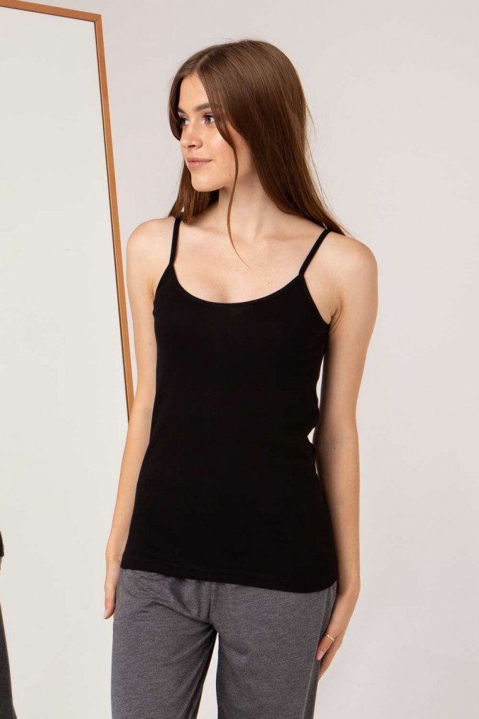 Майка жіноча на тонкій бретельці - Чорний