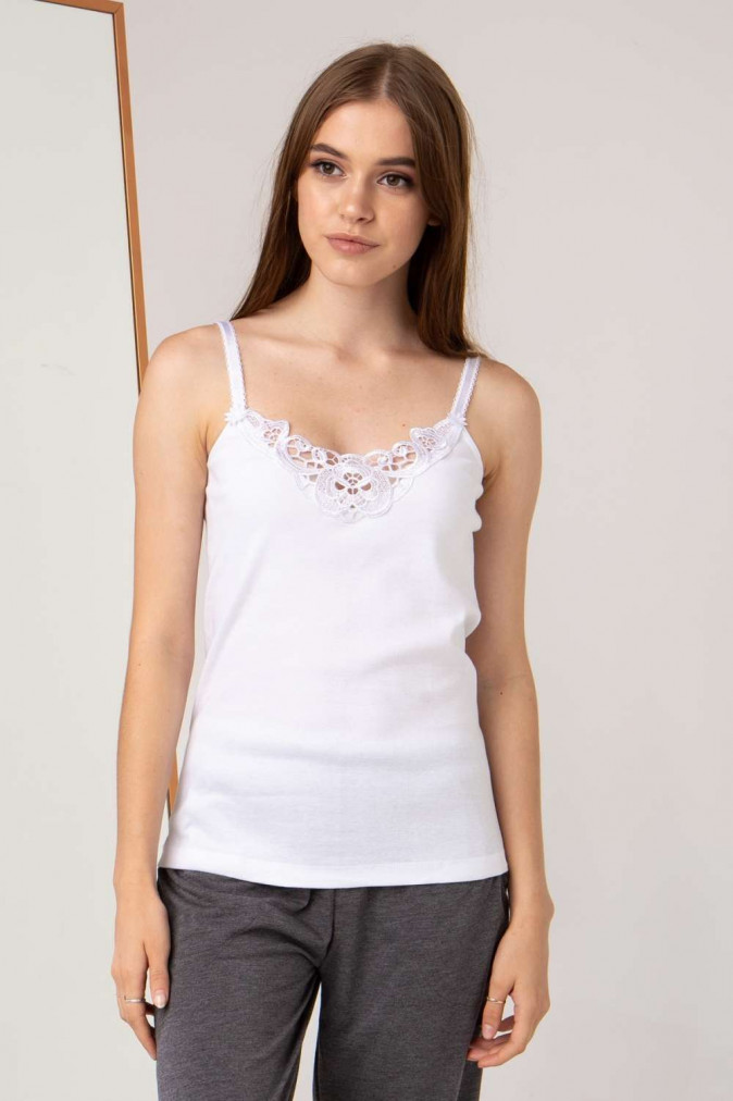 Майка женская на тонкой бретельке - 0110 - Белый