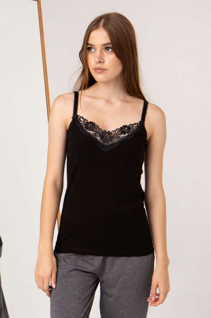 Майка жіноча на тонкій бретельці - 0110 - Чорний