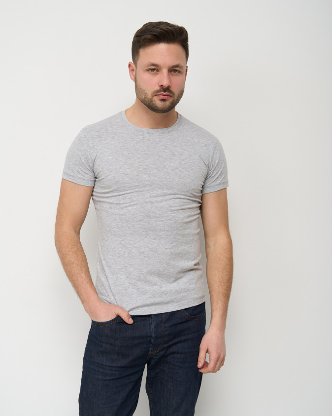 Чоловіча футболка з закритим горлом - Сіра меланж