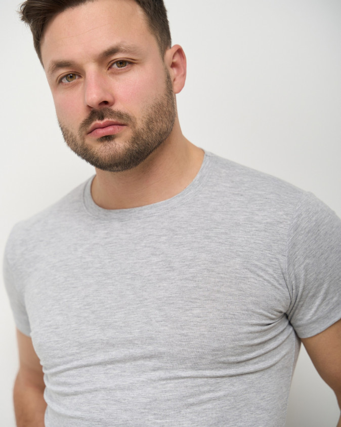 Чоловіча футболка з закритим горлом - Сіра меланж