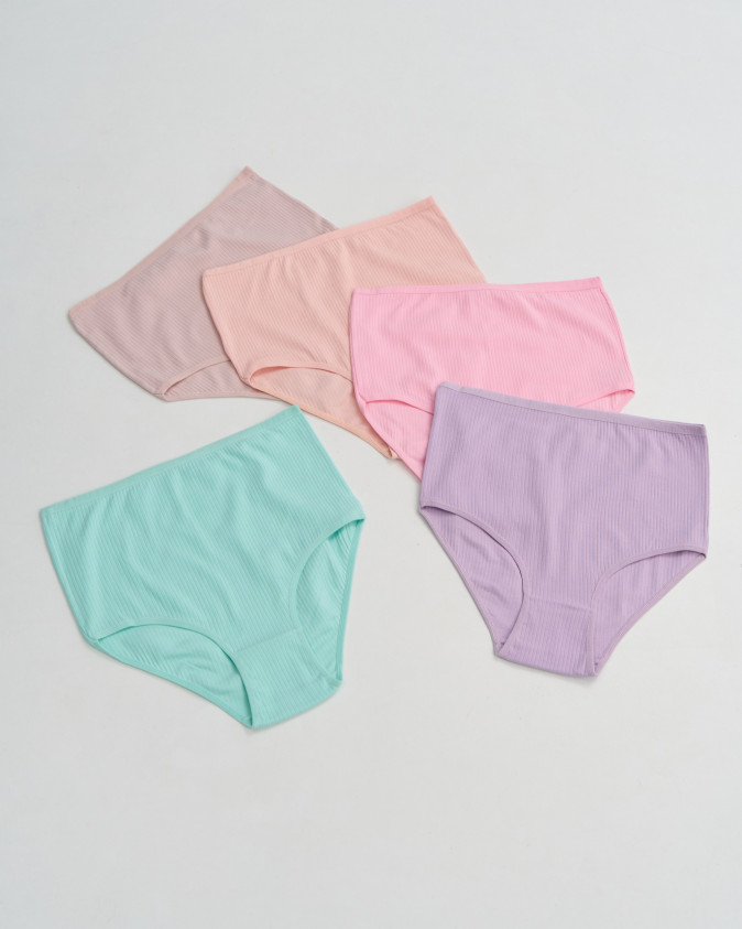 Однотонні трусики  Plus Sizeв рубчик - кольоровий мікс