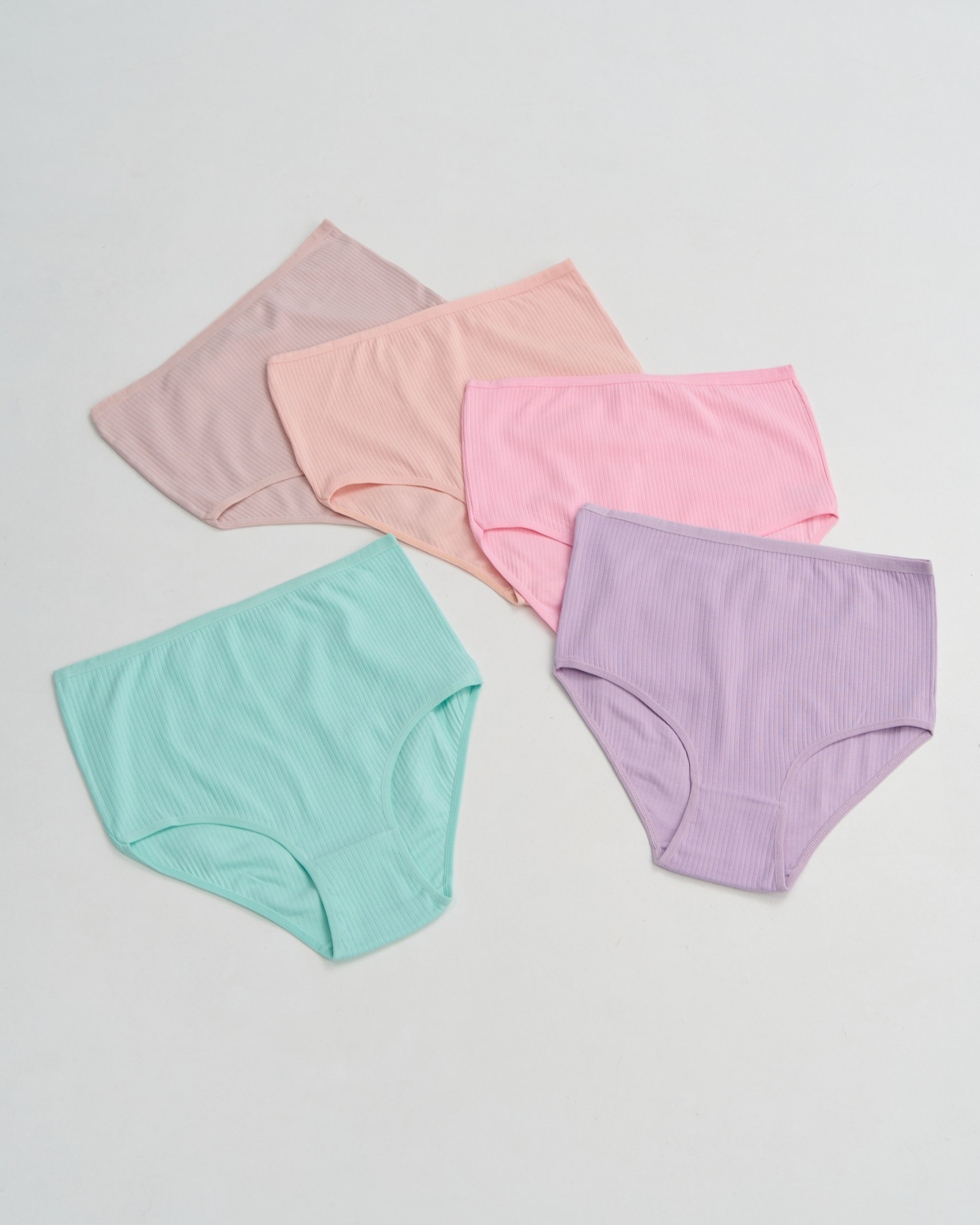 Однотонні трусики  Plus Sizeв рубчик - кольоровий мікс