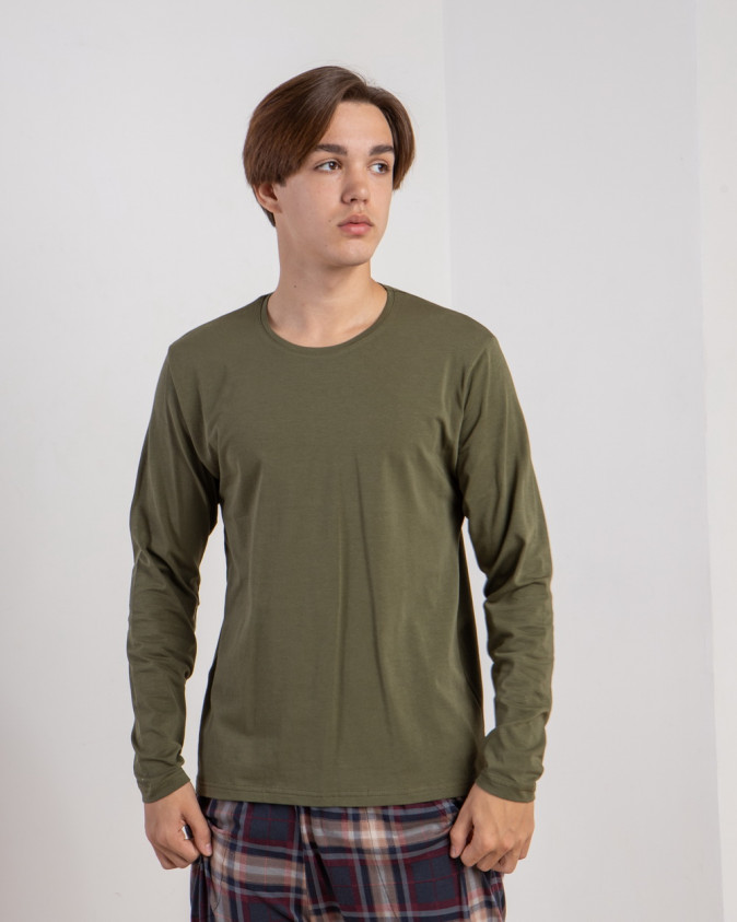 Футболка чоловіча з довгим рукавом - однотонна