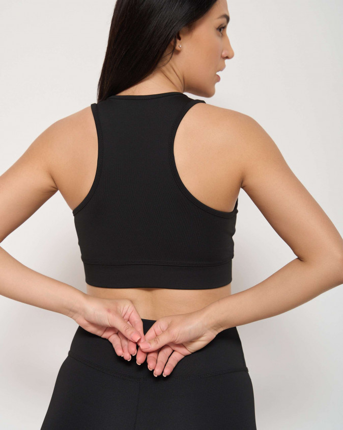 Спортивний жіночий кроп топ - борцовка - чорний