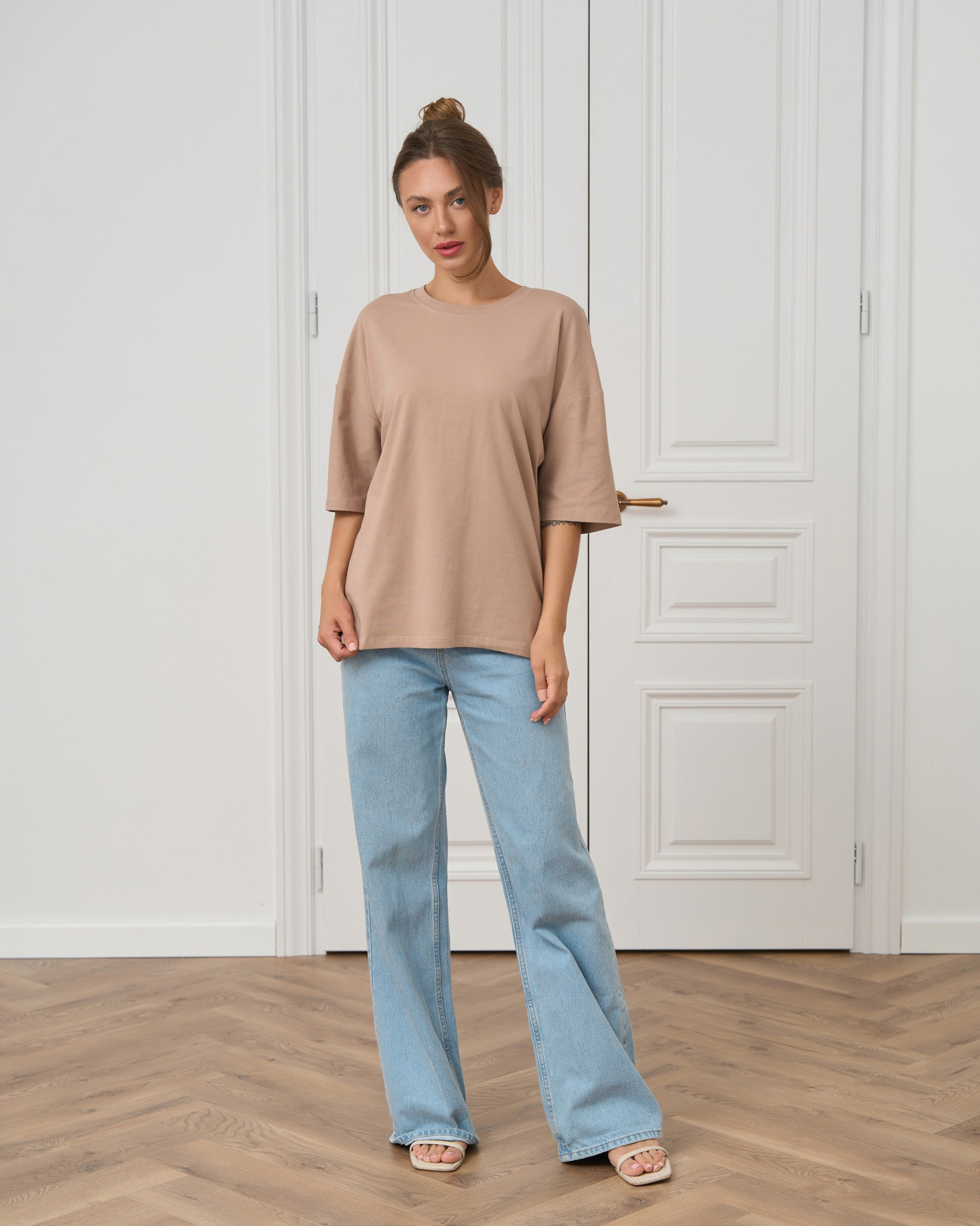 Футболка жіноча оверсайз кругле горло - Бежева