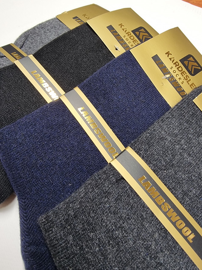 Чоловічі теплі високі шкарпетки із вовни - темний мікс