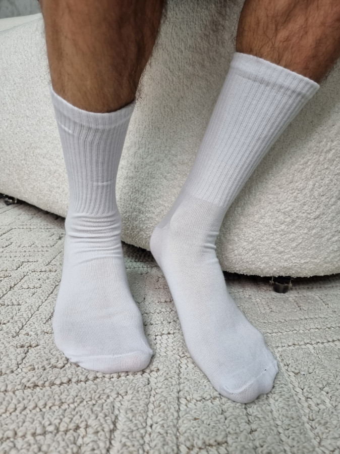 Чоловічі бавовняні однотонні шкарпетки - білі, чорні, хакі