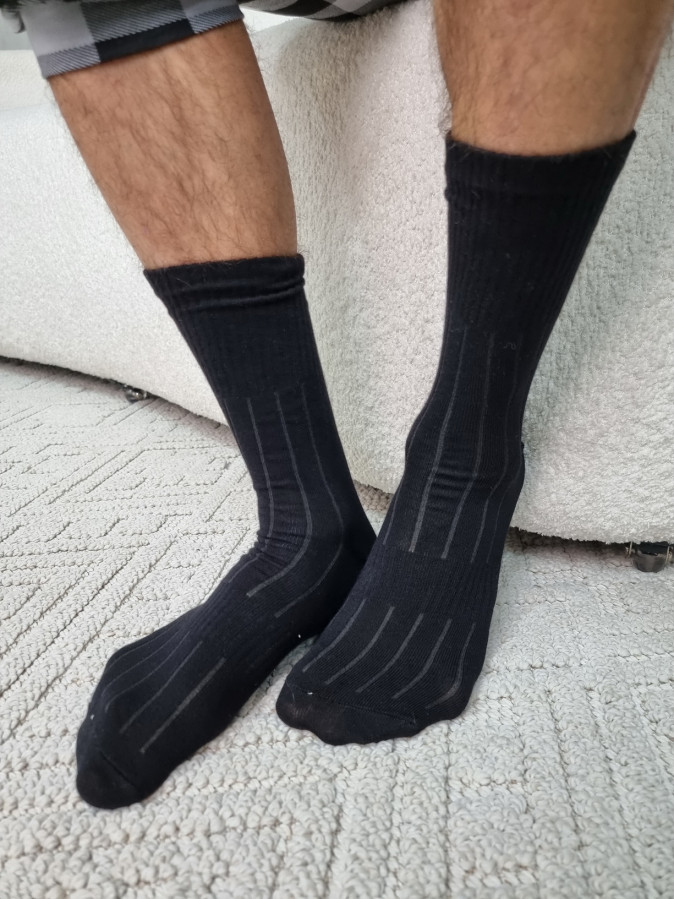 Мужские хлопоковые высокие носки - чёрные Бамбук