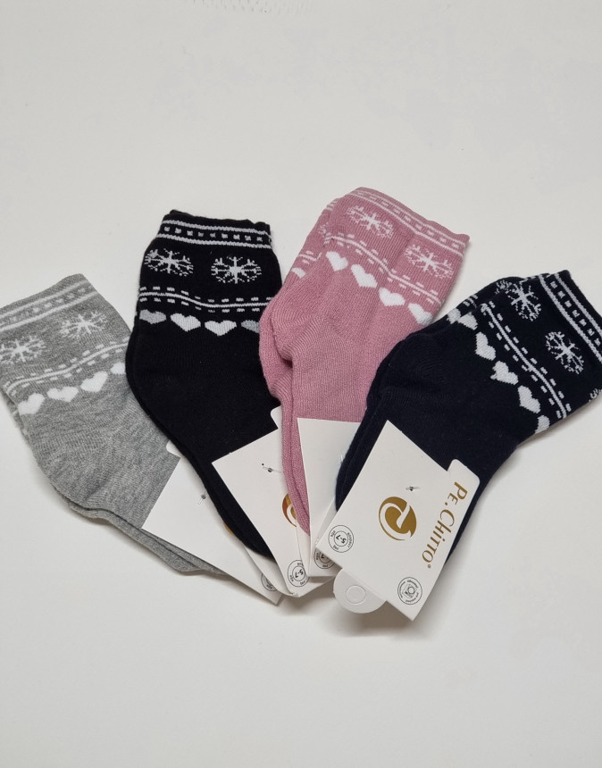 Шкарпетки для дівчинки махра - сердечки і сніжинки