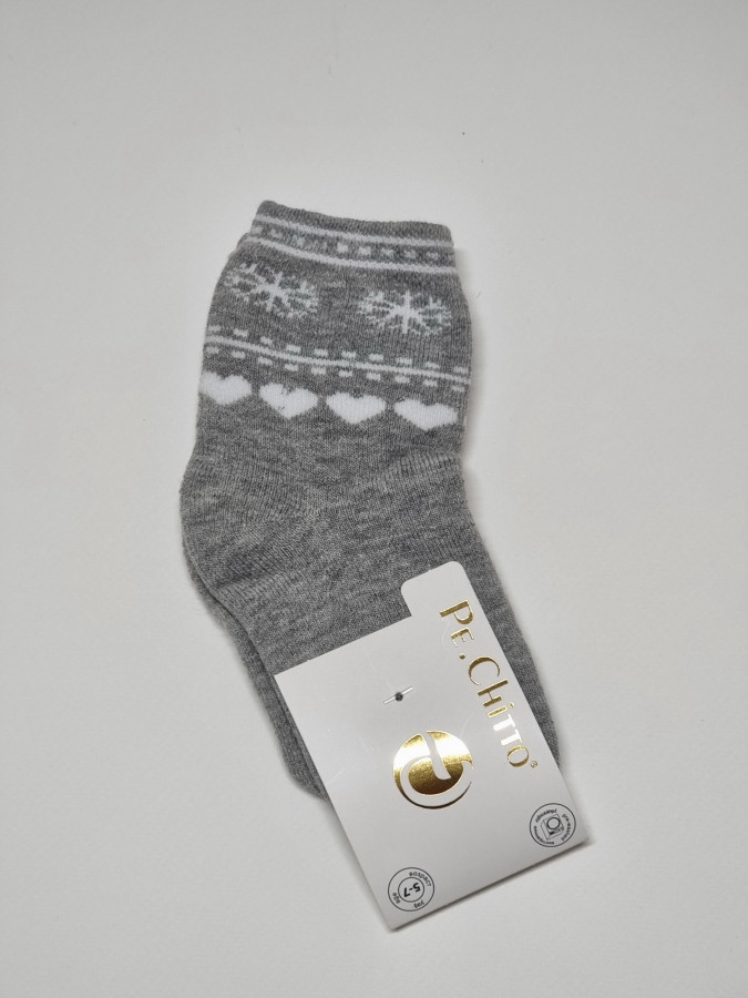 Шкарпетки для дівчинки махра - сердечки і сніжинки