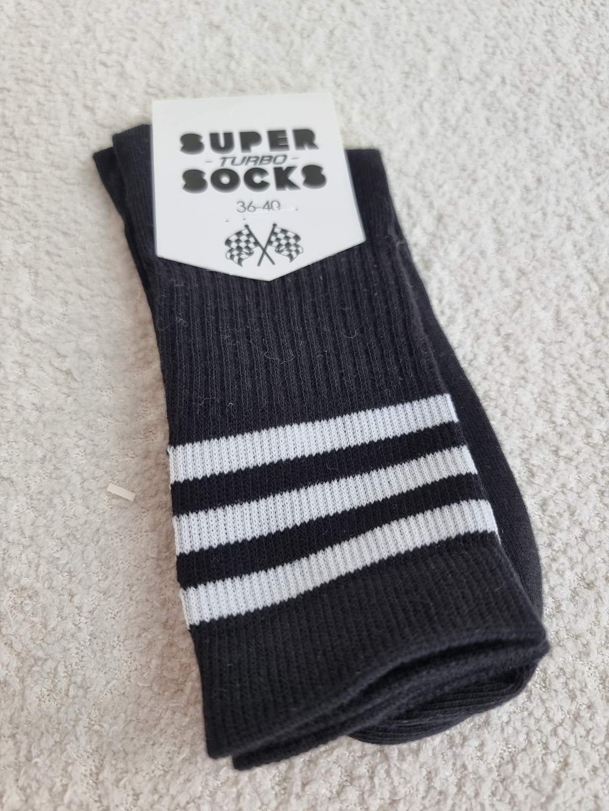 Жіночі довгі бавовняні шкарпетки - три смужки