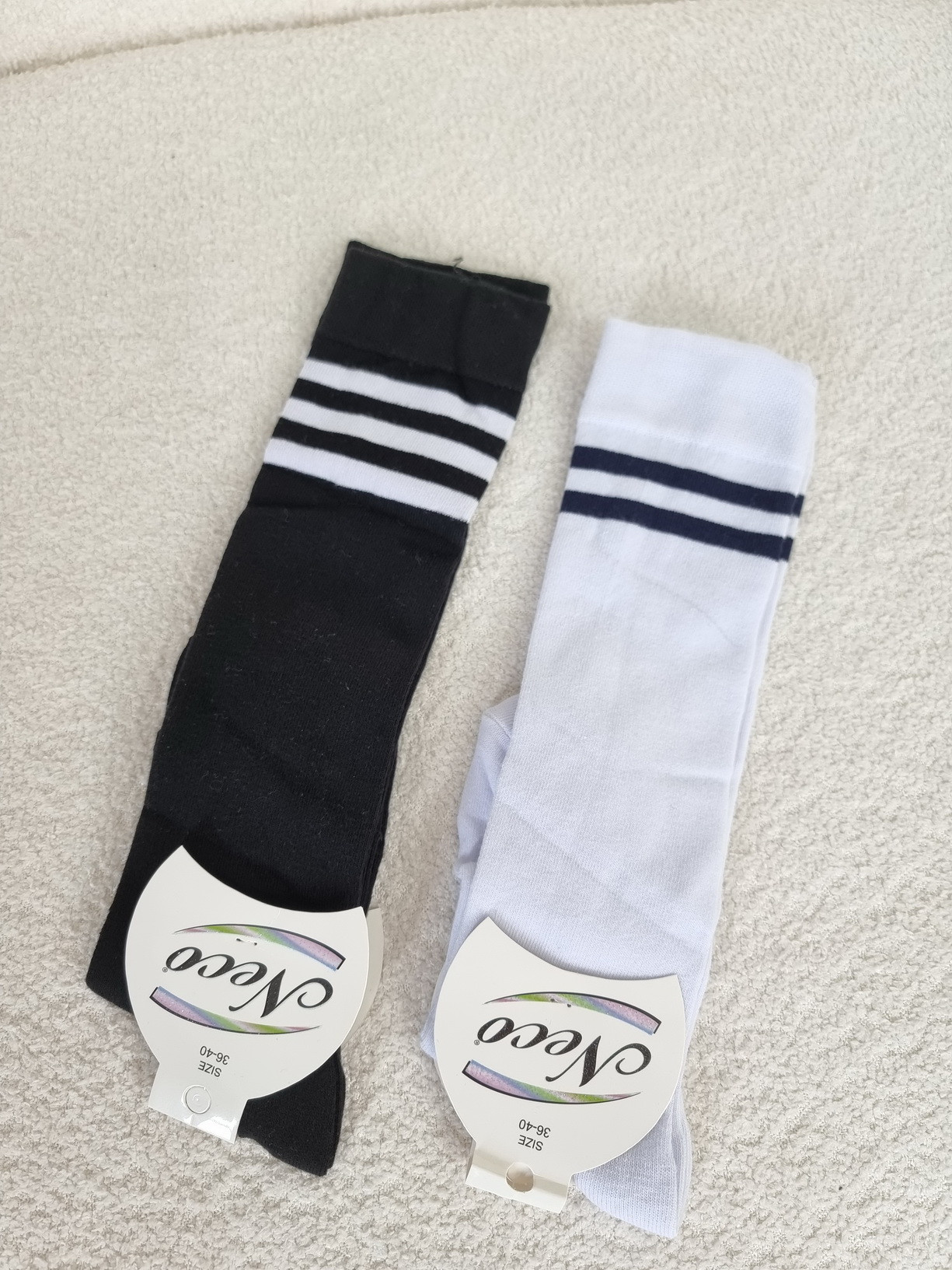 Жіночі бавовняні гольфи - однотонні зі смужками зверху