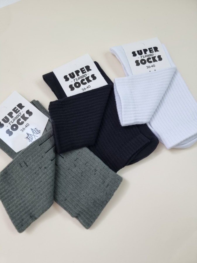 Жіночі довгі бавовняні шкарпетки - білий, чорний, хакі