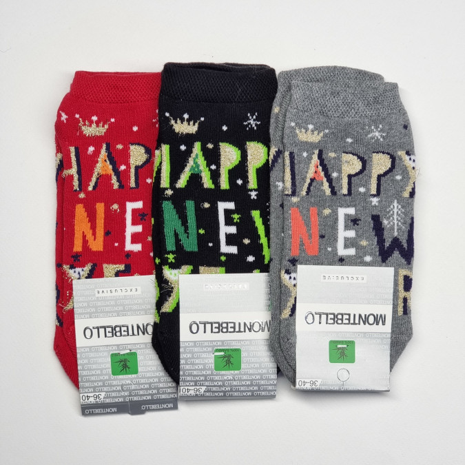 Жіночі короткі шкарпетки - махра - Happy New Year