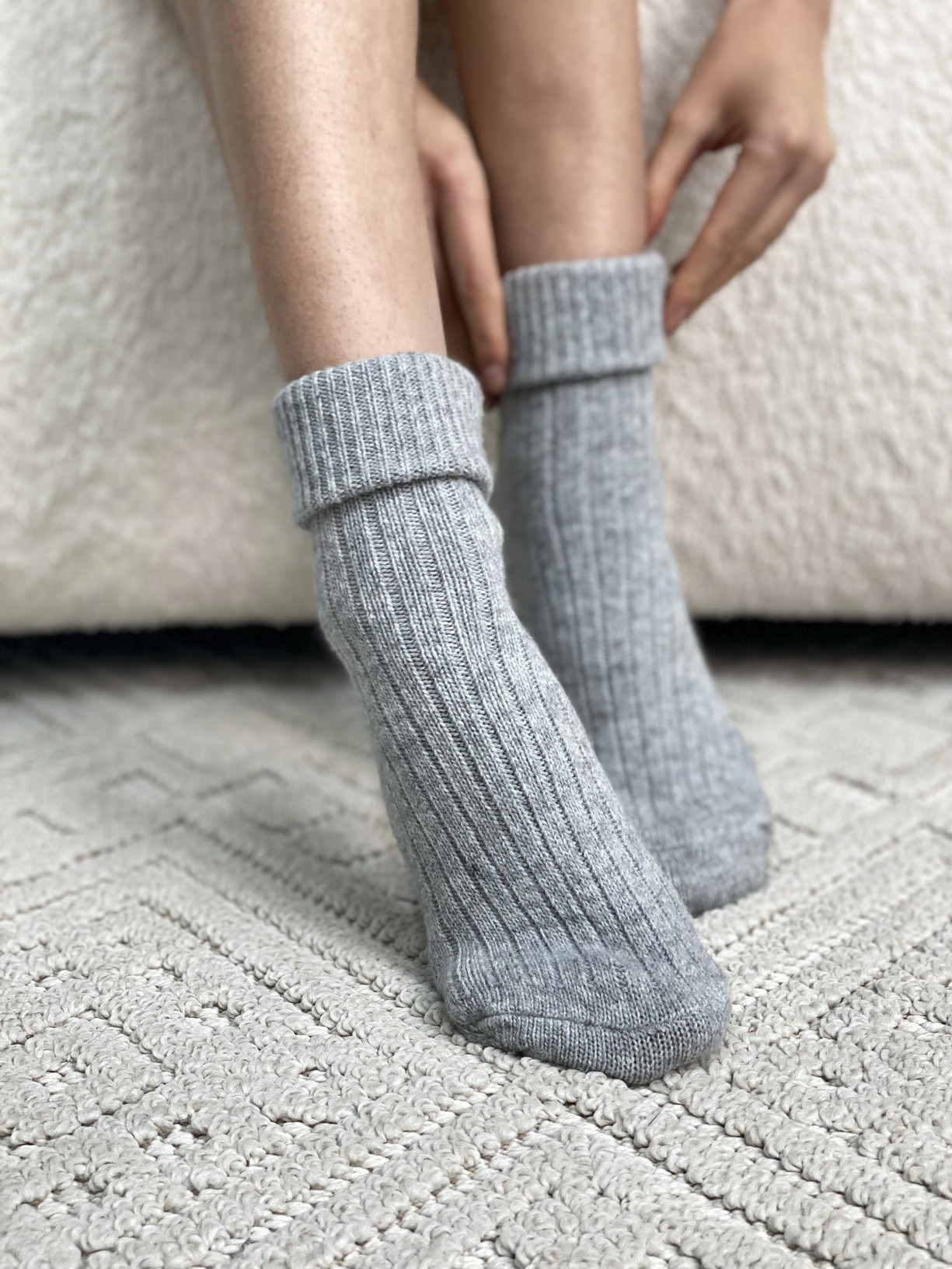 Жіночі теплі шкарпетки пастельні - з відворотом