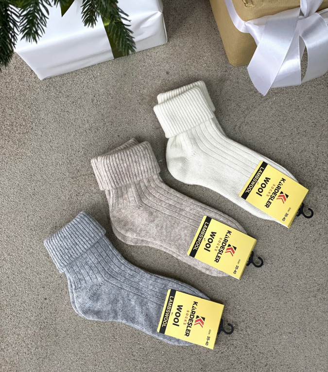 Жіночі теплі шкарпетки однотонні - з відворотом