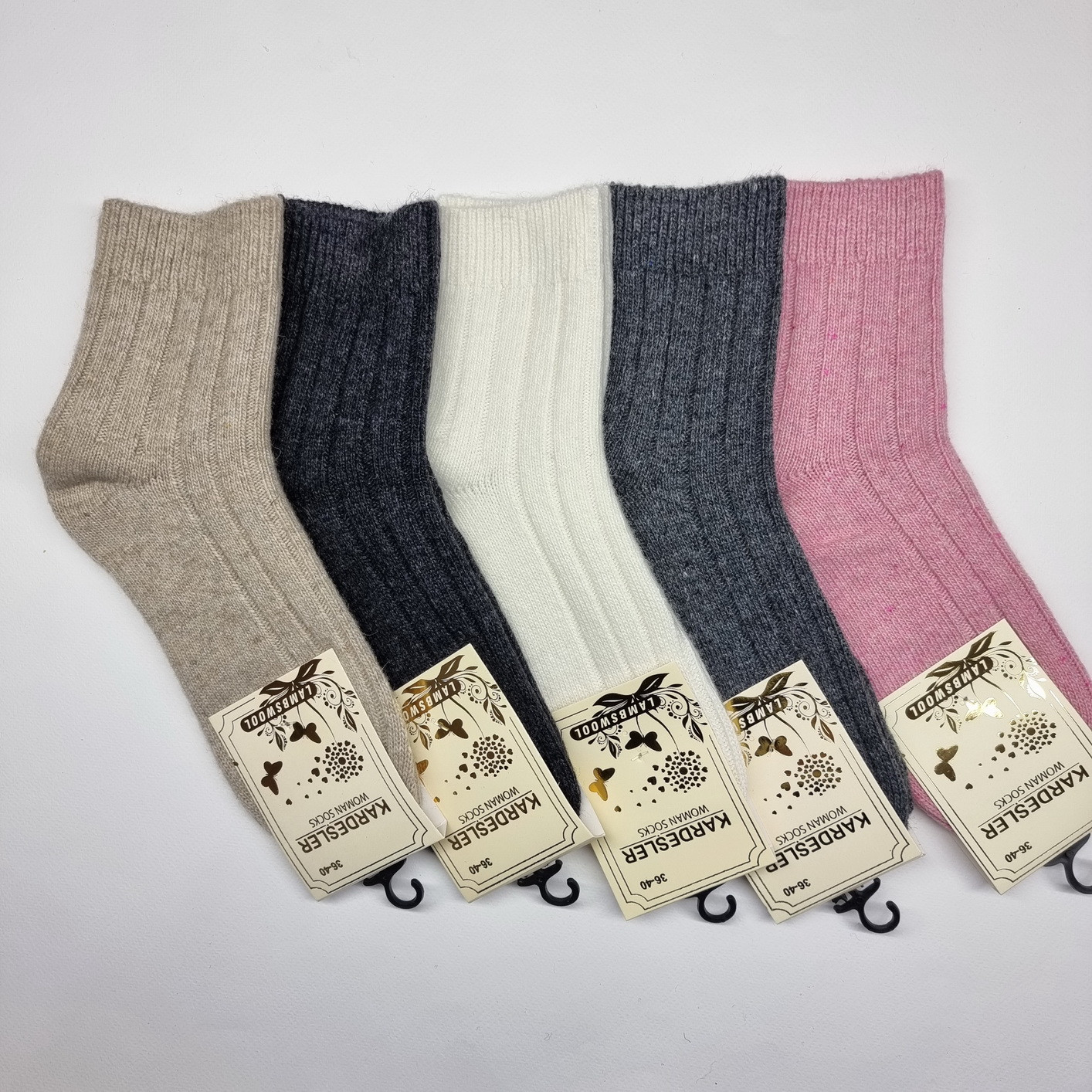 Жіночі теплі однотонні шкарпетки в рубчик - середні