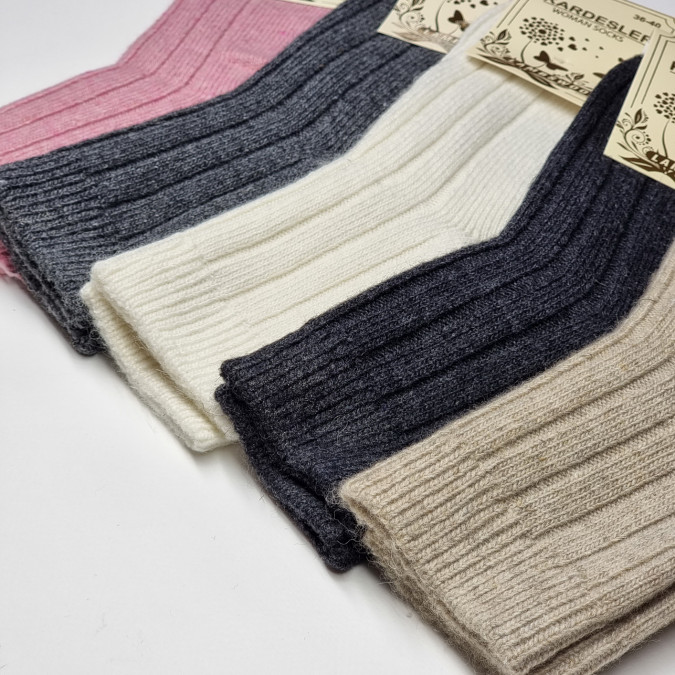 Жіночі теплі однотонні шкарпетки в рубчик - середні