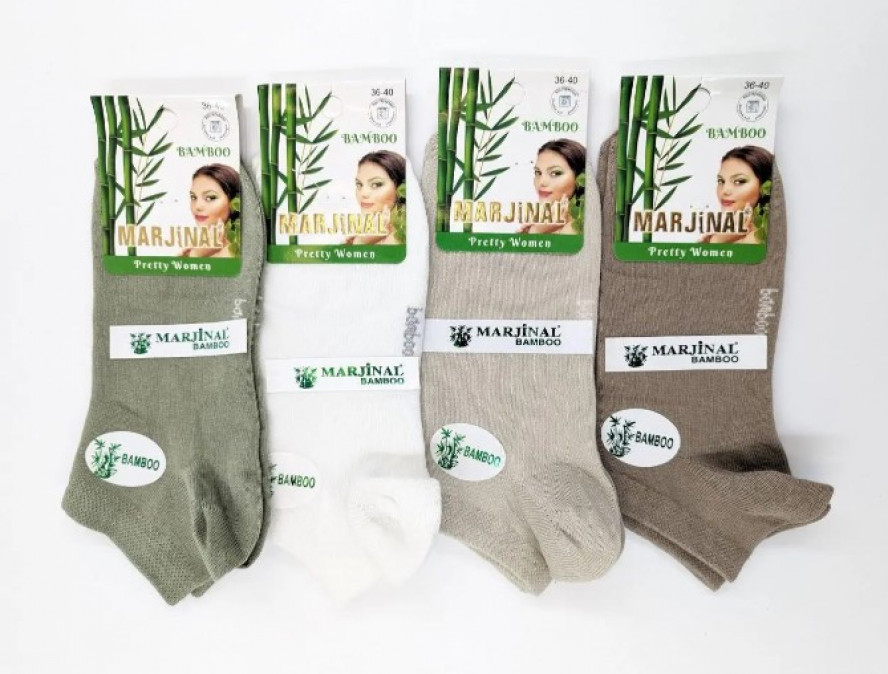 Женские короткие носки - Микс с хаки - Бамбук