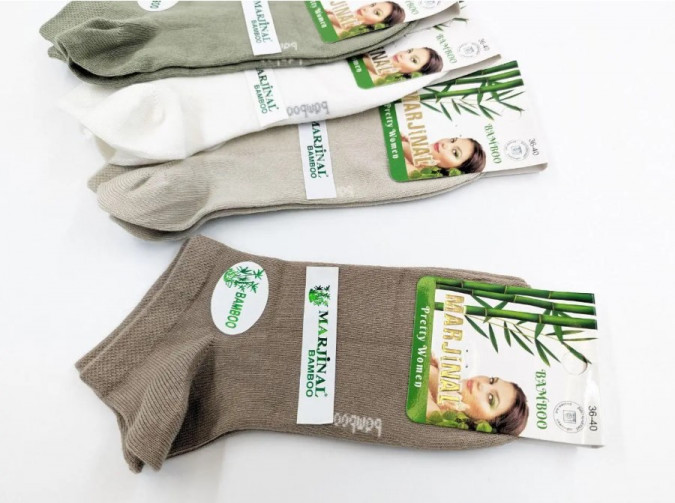 Женские короткие носки - Микс с хаки - Бамбук