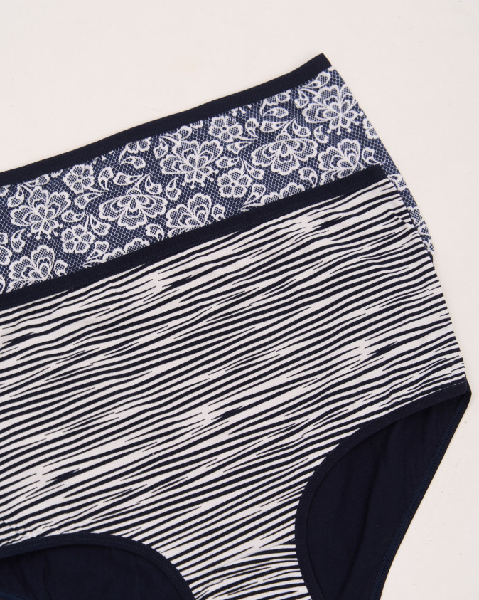 Труси жіночі Plus Size - темно-синій мікс з малюнками