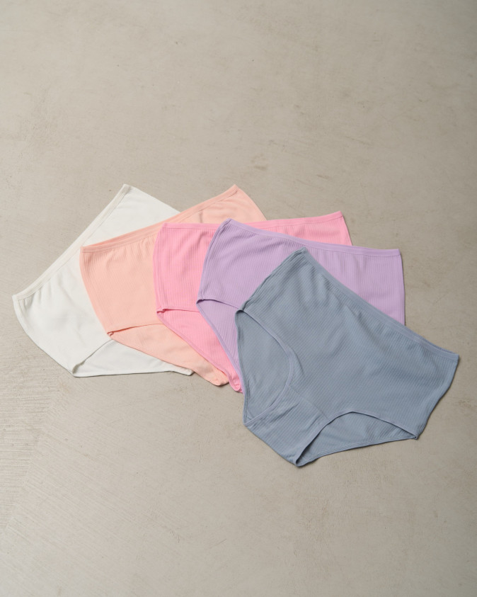 Трусики батал в рубчик - пастельний мікс