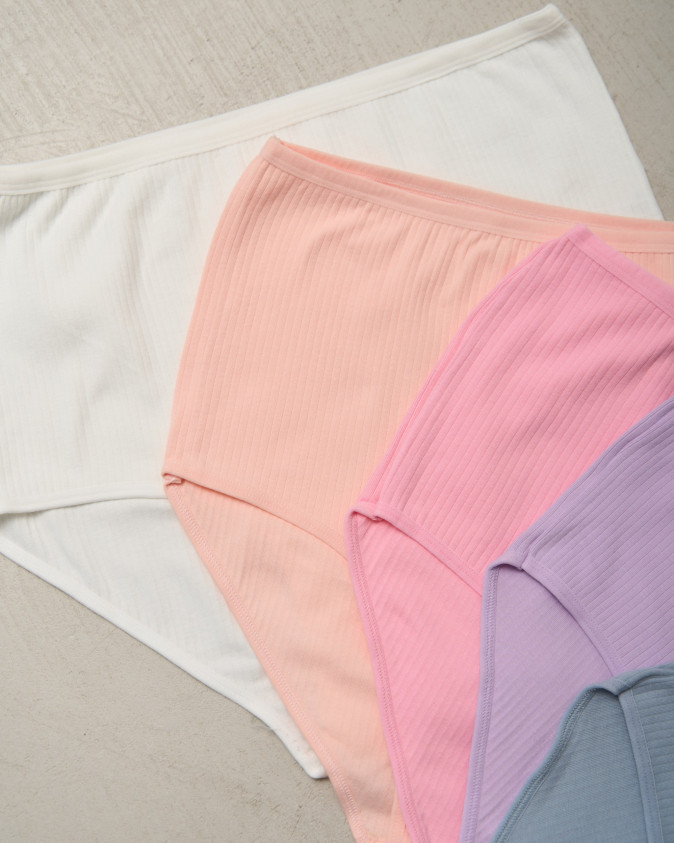 Трусики батал в рубчик - пастельний мікс