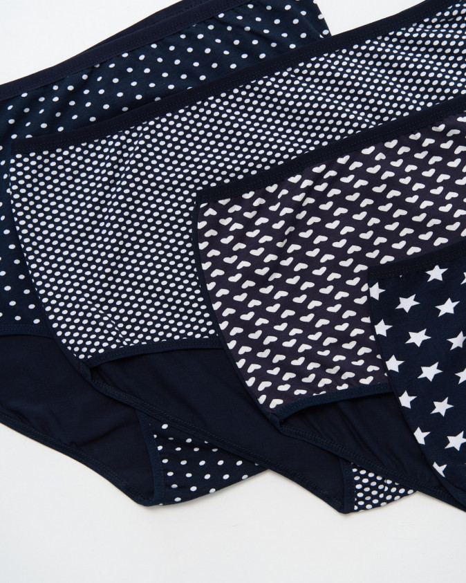 Труси жіночі мікс темно-синій з малюнком - Батал