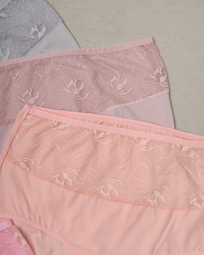 Трусики жіночі Plus Size з мереживом - кольоровий мікс