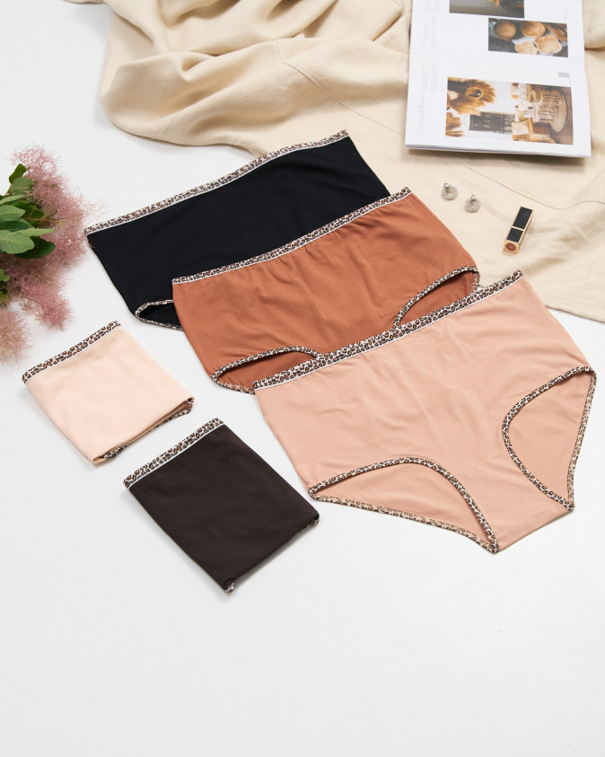 Женские трусики Plus Size - леопардовая окантовка