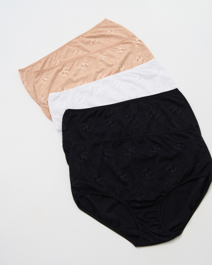 Трусики жіночі Plus Size з мереживом - базові кольори