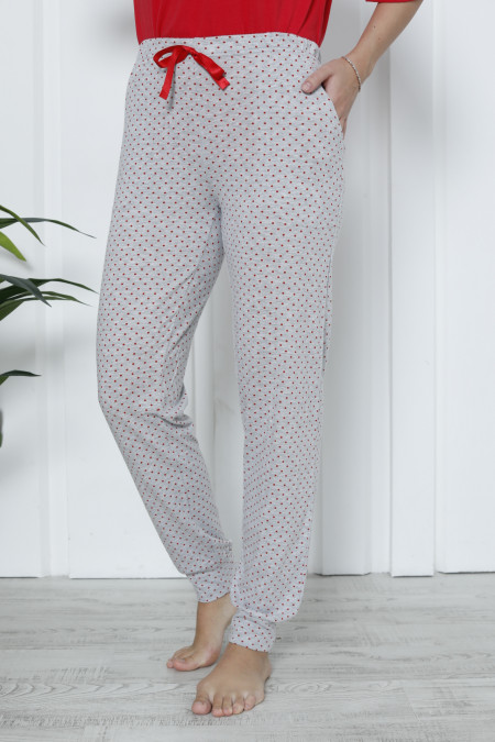 Жіночі піжамні штани - сірі в горошок