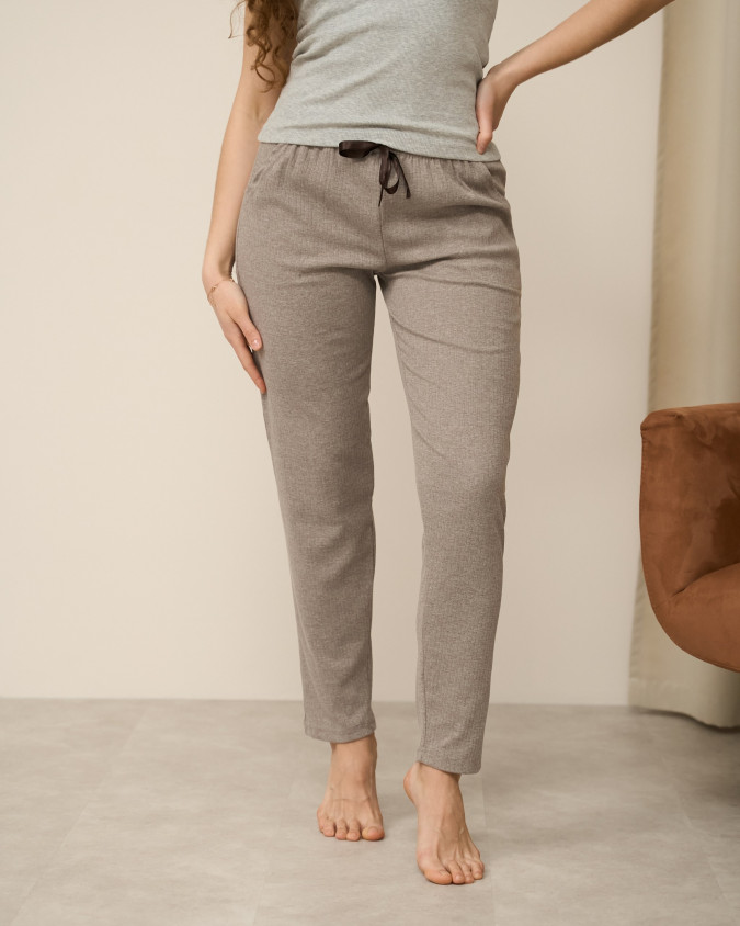 Жіночі піжамні штани в рубчик - однотонні