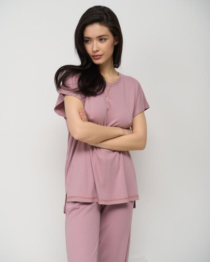 Комплект женский штаны+футболка - однотонный Бамбук