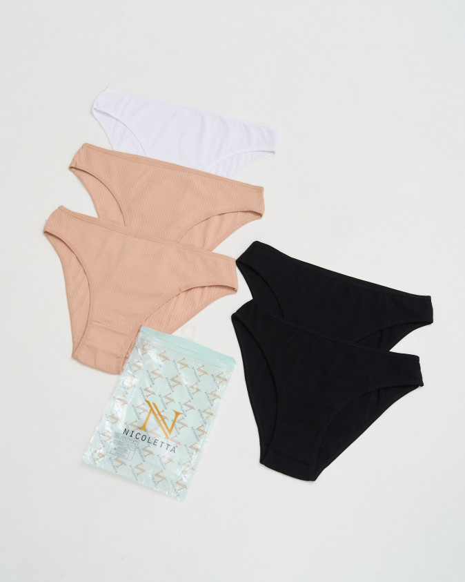 Жіночі трусики в рубчик - базовий набір 5 шт.