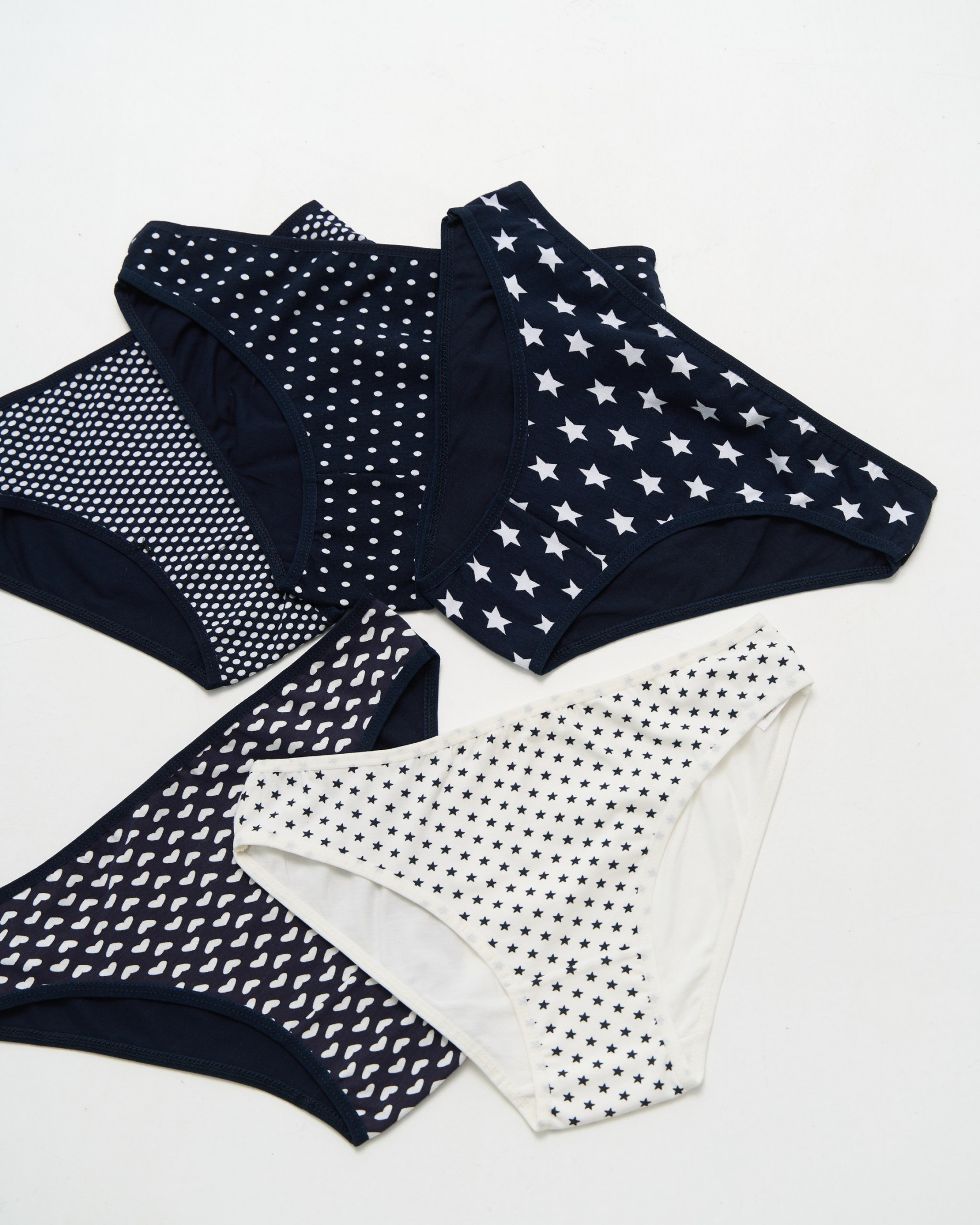 Жіночі трусики у дрібні малюнки - темно-синій мікс