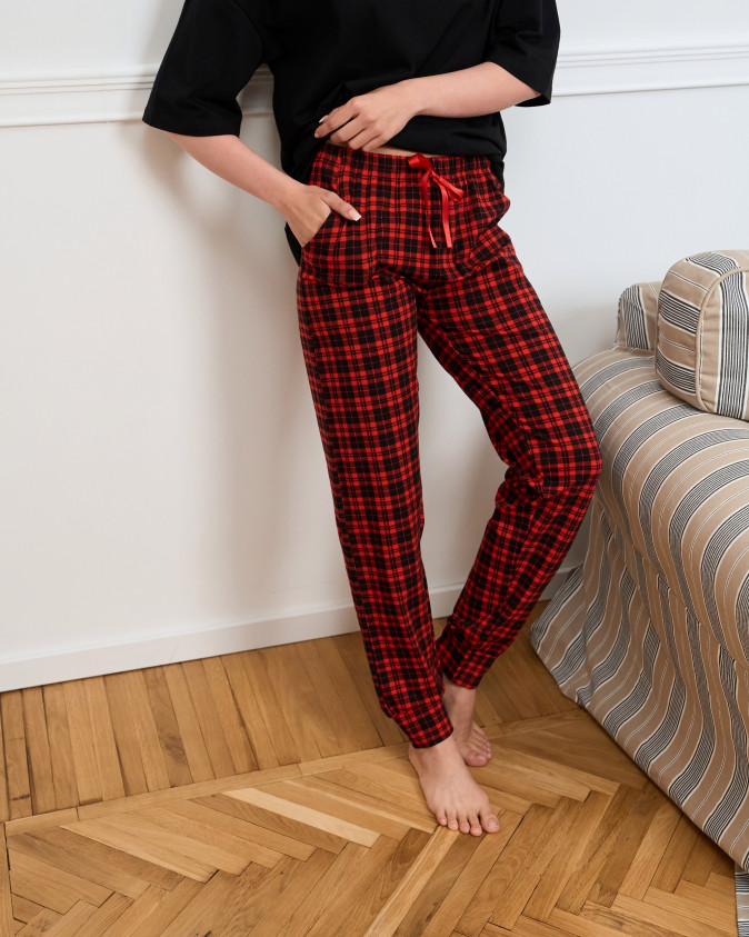 Жіночі піжамні штани - дрібна червона клітинка
