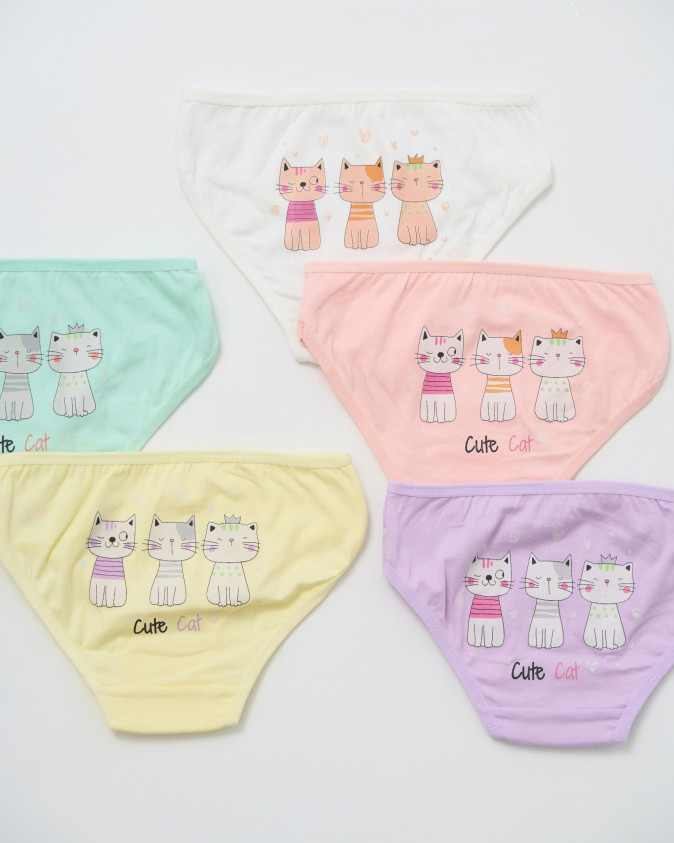 Пастельні дитячі трусики на дівчинку - Котики
