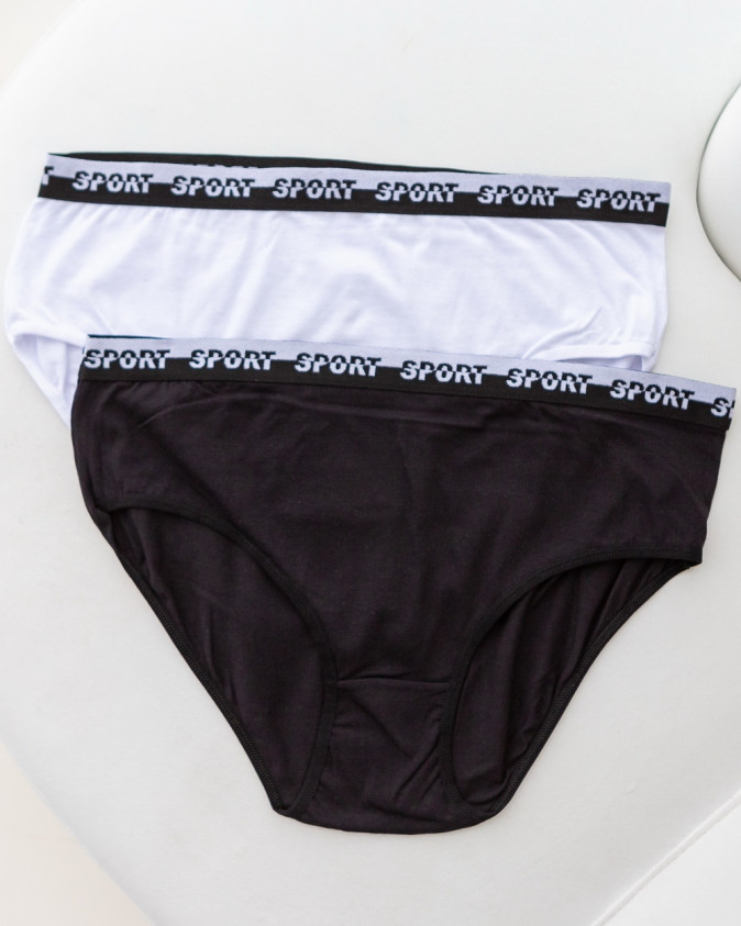 Жіночі трусики Plus Size мікс білий/чорний - гумка Sport