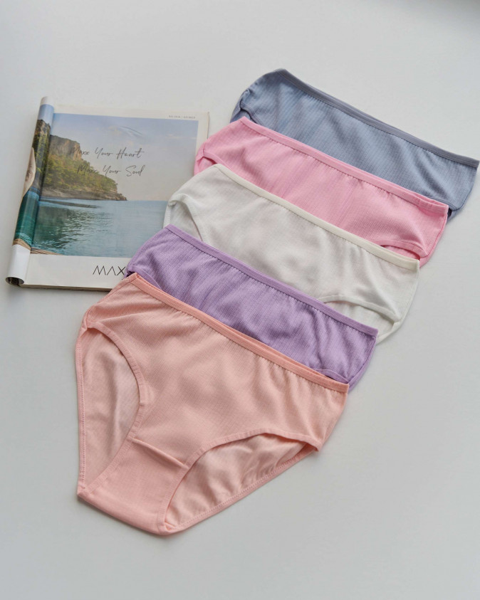 Однотонні трусики в рубчик Plus Size - кольоровий мікс