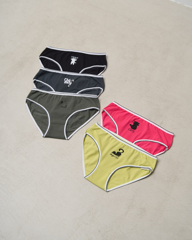 Кольорові жіночі трусики Plus Size - бавовна - Cats