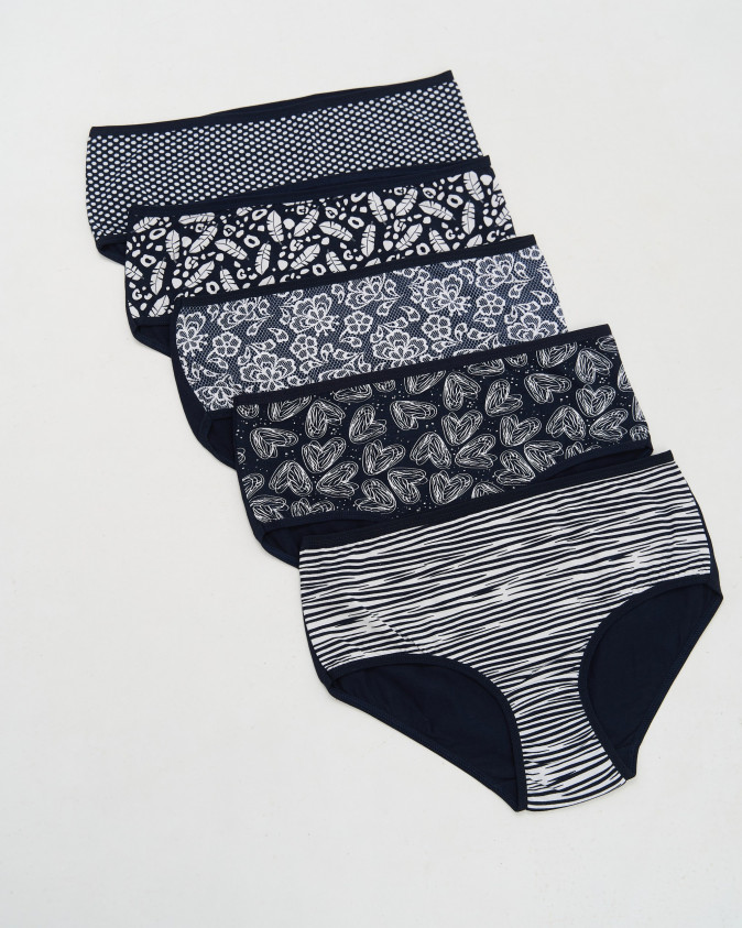 Бавовняні жіночі трусики Plus Size - темно-сині з малюнками