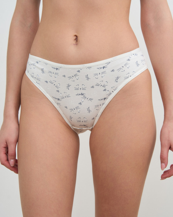 Женские трусики хлопок - темно-розовый микс с лапками