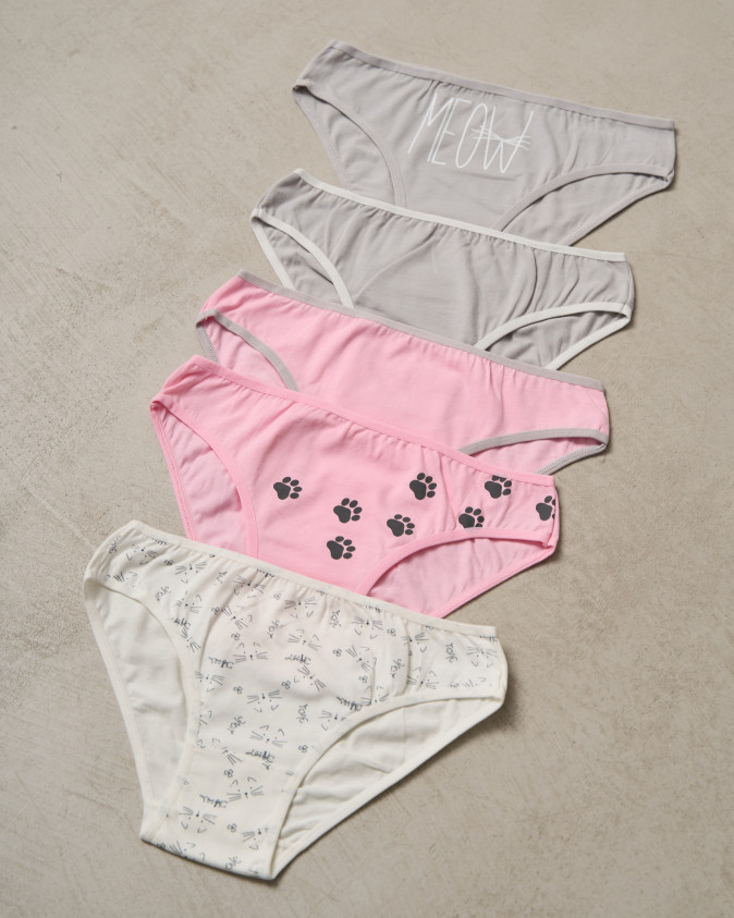 Жіночі трусики бавовняні - світло-рожевий мікс з лапками