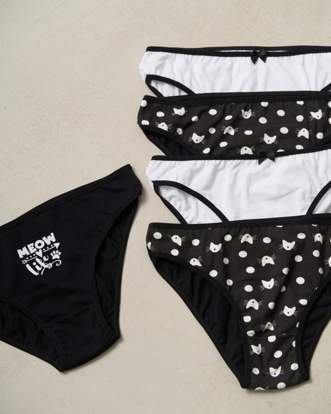Жіночі бавовняні трусики - чорний мікс з котами