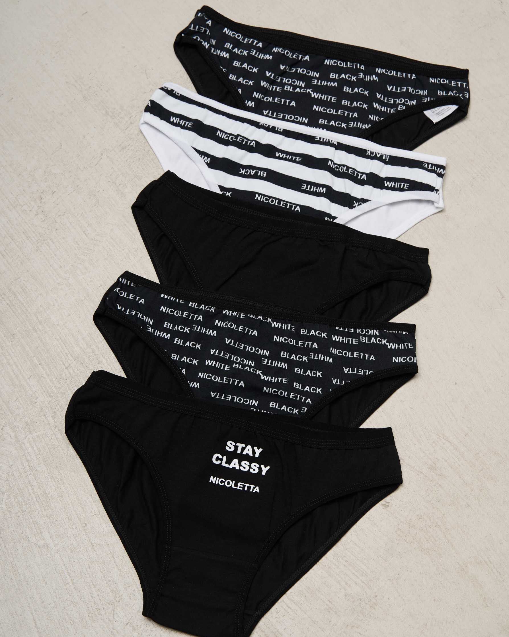 Женские трусики хлопок - черно-белый микс