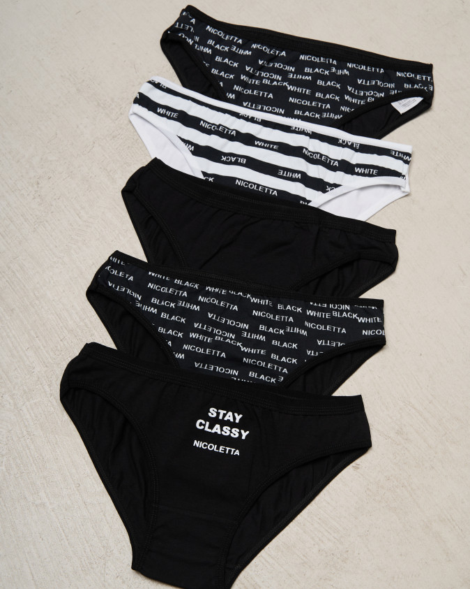 Жіночі трусики бавовняні - чорно-білий мікс