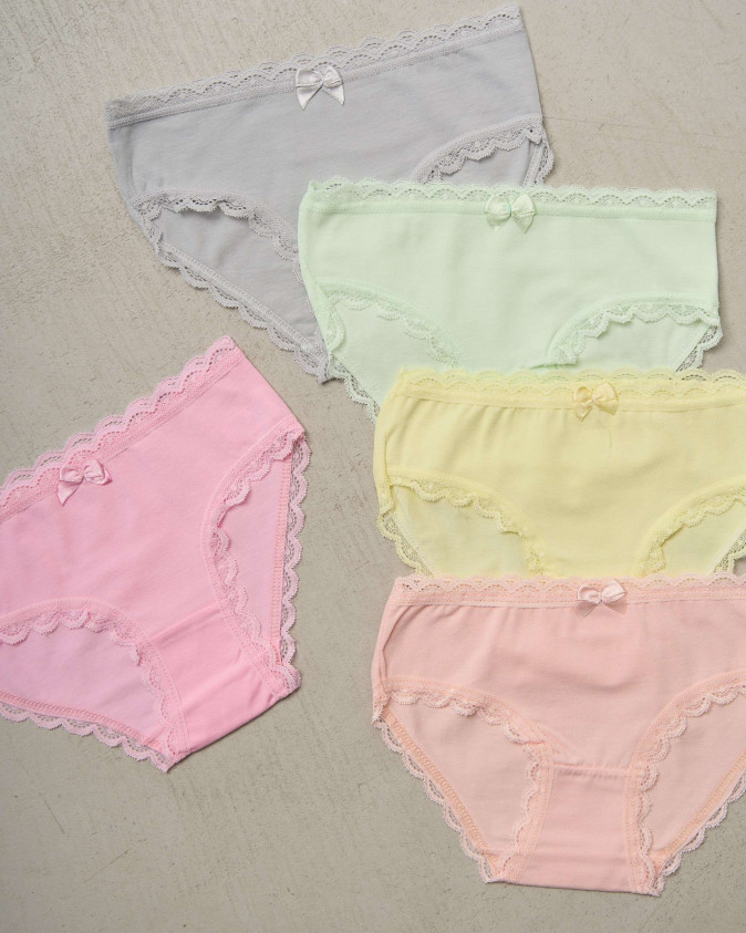 Дитячі трусики для дівчинки - пастельний мікс із мереживом